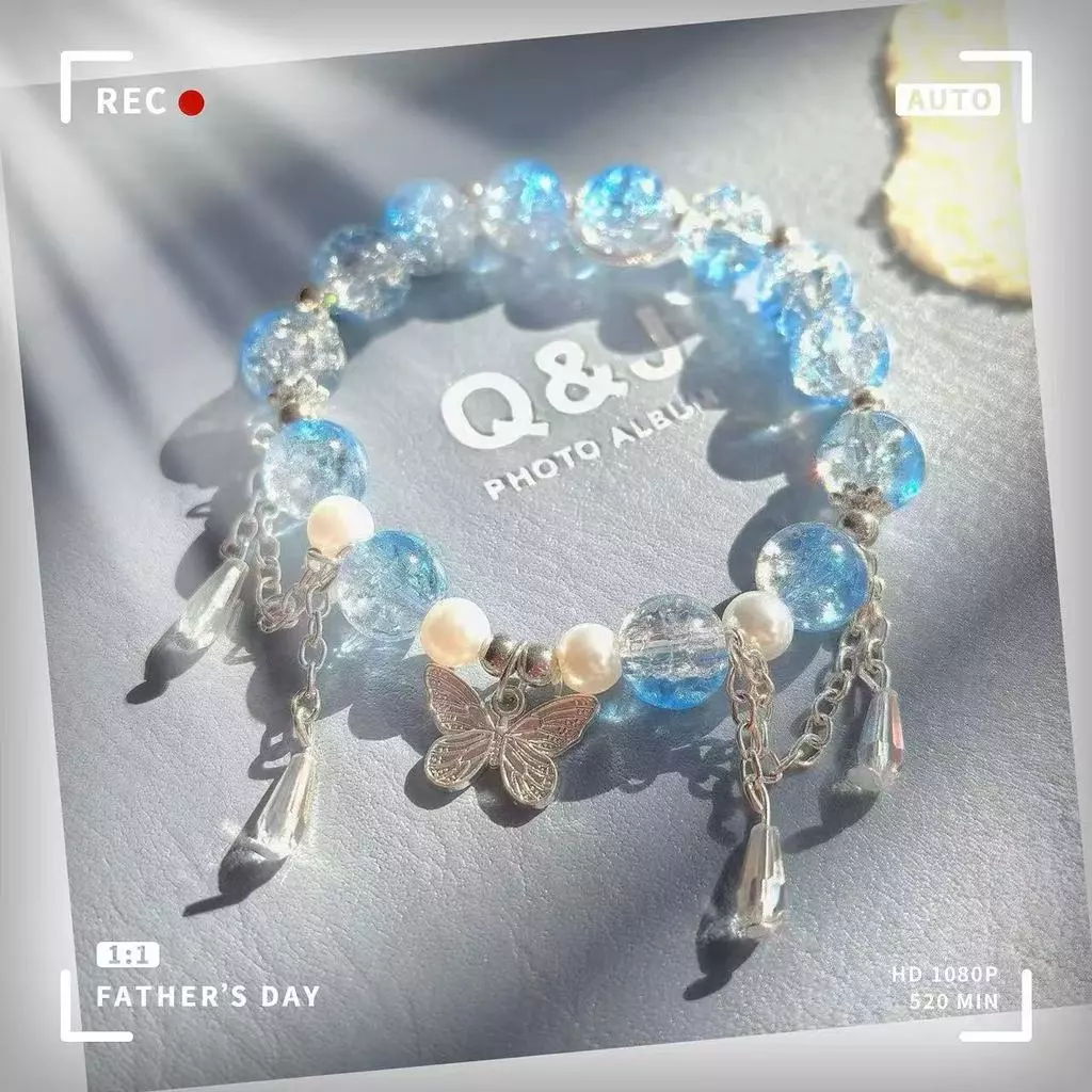 สร้อยข้อมือคริสตัลลายดาวตกและผีเสื้อ สไตล์ดอกไม้ร้อน สำหรับทำเองเป็นเครื่องประดับ