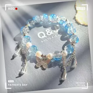 สร้อยข้อมือคริสตัลลายดาวตกและผีเสื้อ สไตล์ดอกไม้ร้อน สำหรับทำเองเป็นเครื่องประดับ