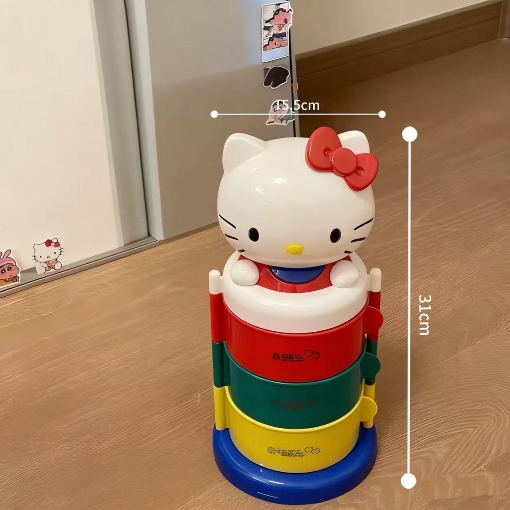 [ขนาดใหญ่คุณภาพสูง] กล่องเก็บของ Hello Kitty กล่องเครื่องประดับสามชั้นแบบหมุนได้