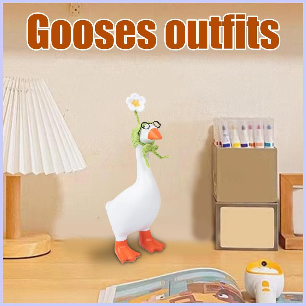 เดสก์ท็อป Geese เครื่องแต่งกาย 6 ชิ้น Geese รูปปั้นหมวกแว่นตากันแดด 7 นิ้วรูปปั้นชุด Figurine Headwe