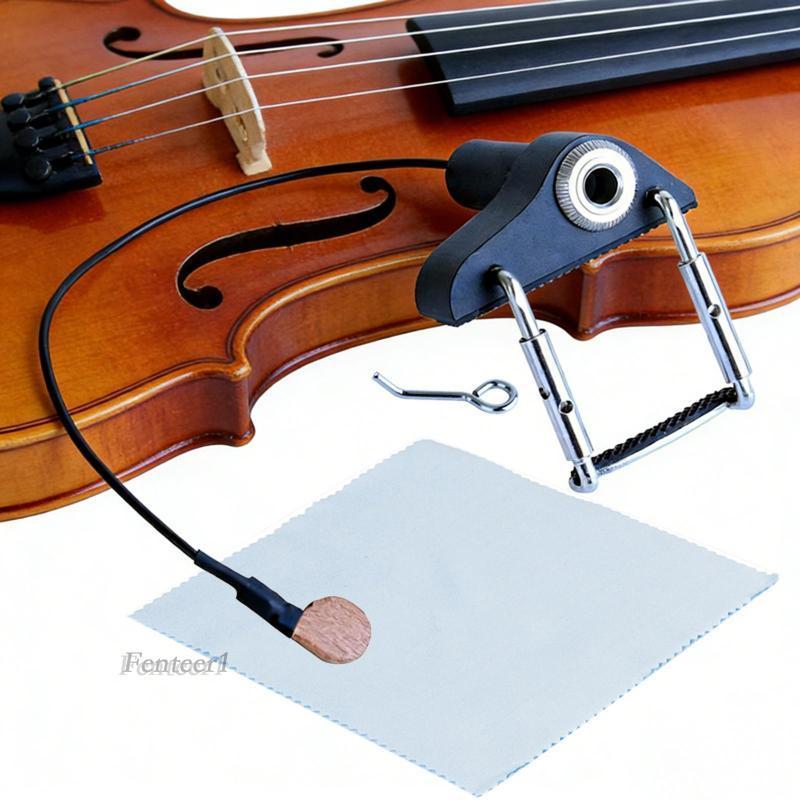 [Fenteer1] แบบพกพาไวโอลิน Pickup Piezo Non Slip Cushion Clip on ไมโครโฟนเครื่องดนตรีสําหรับ Live Sho