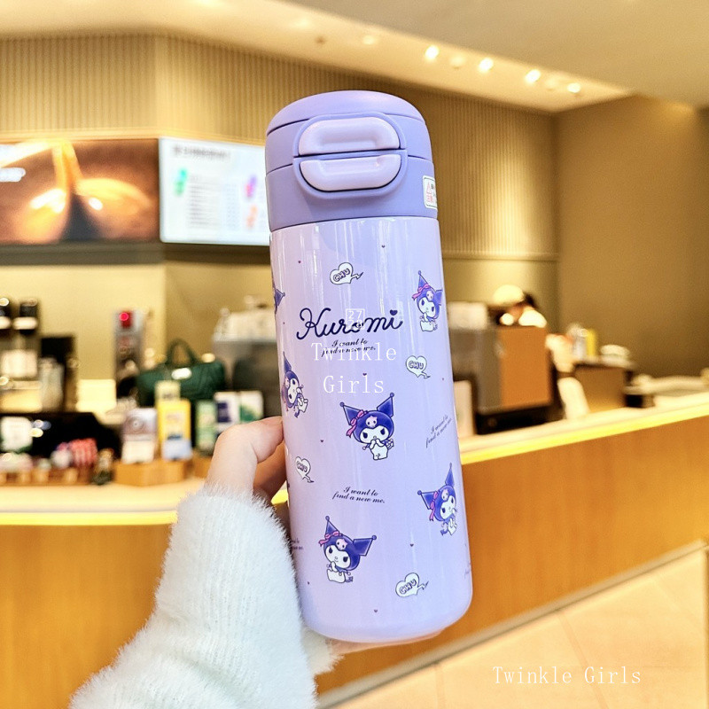 อย่างเป็นทางการ Kuromi Cinnamoroll 530ml คู่ขวดน้ําดื่มสําหรับเด็กหญิง 316 สแตนเลสฉนวน Tumbler ฟาง My Melody Hello Kitty Leak-Proof Thermos หญิงของขวัญ