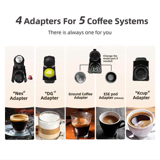 5 in 1 เครื่องชงกาแฟสดอัตโนมัติสําหรับ Nespresso & Dolce Gusto & K ถ้วยแคปซูลและกาแฟบดและESE Pod