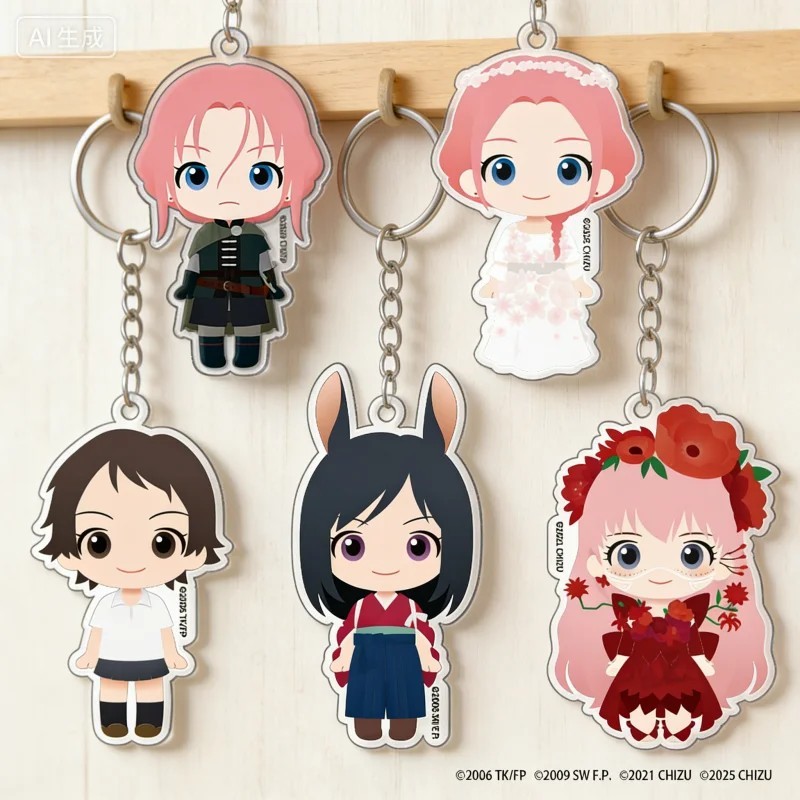 Mica พวงกุญแจ Anime Belle Summer Wars Wolf Children Timeless Girl Chibi กระเป๋าตกแต่งของขวัญสะสม