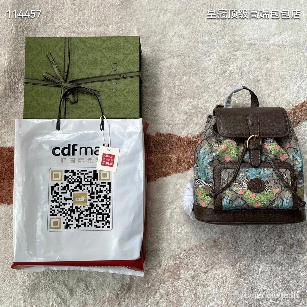 กระเป๋าเป้สะพายหลัง GUCCI แบบใหม่ ลายเสือสีน้ำตาล  MATERIAL: PVC