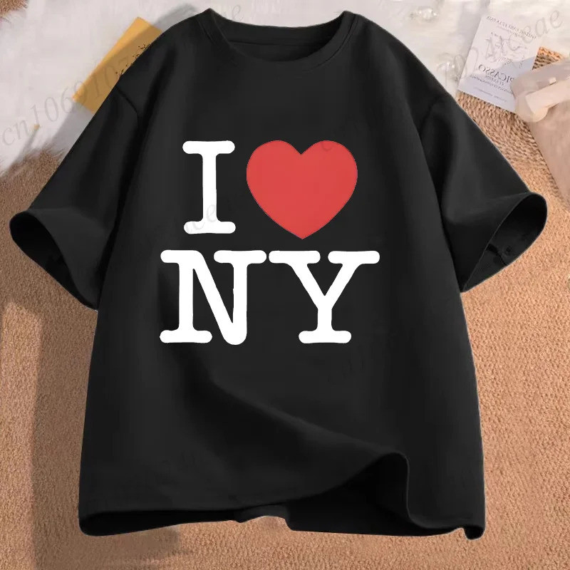 เสื้อยืด I Love NY สำหรับผู้หญิง ผู้ชาย และยูนิเซ็กส์ เสื้อยืดพิมพ์ลายคำพูด "I Love New York" สไตล์ส