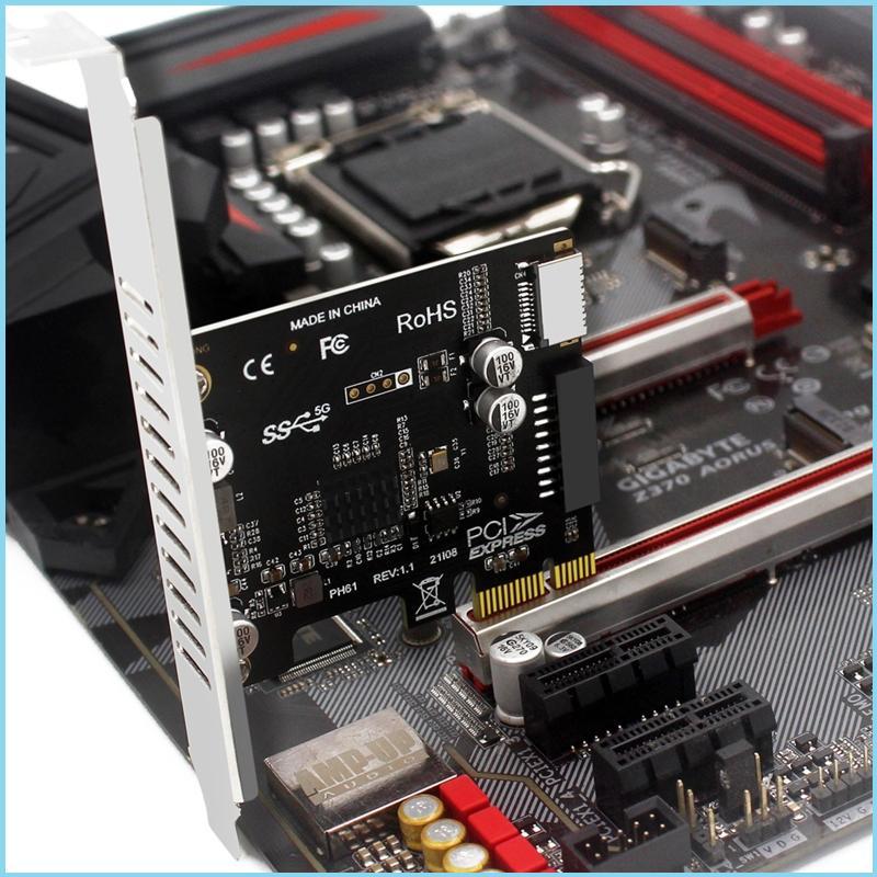EZR PCI-E ถึง USB3 0 Type-E แผงด้านหน้าขยายการ์ด 5G PCI สําหรับ Express X1 X4 X8 X1