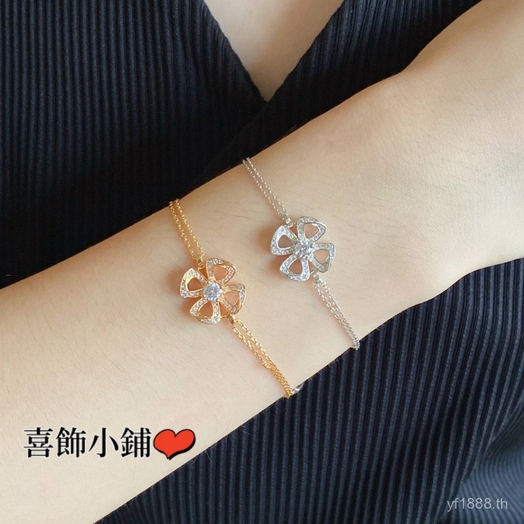 Hot-Selling V Gold Diamond Flower Bracelet Women BPK7