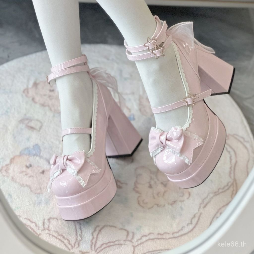 8RB1 Princess Style Tits jk Christmas Style Sweet Girl รองเท้าส้นสูง Campus Lolita สไตล์รองเท้าหนังขนาดเล็กน่ารัก