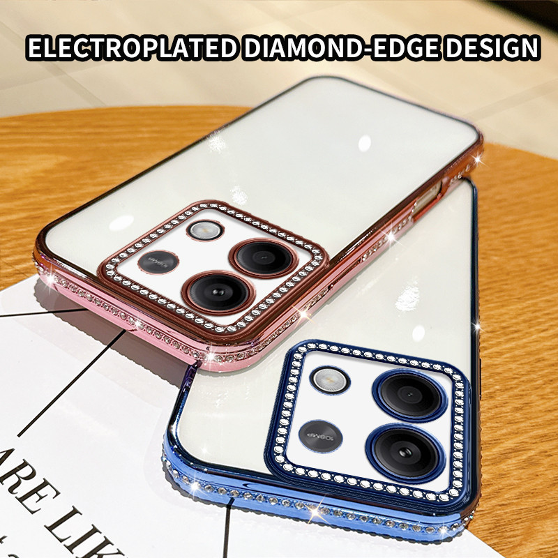 เคส Redmi Note 13 5G 2312DRAABG, 2312DRAABI แฟลชเพชรขอบเคสโทรศัพท์โปร่งใสป้องกันการตก