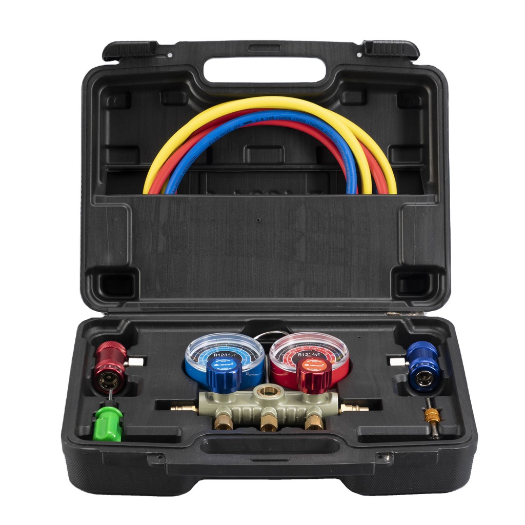 HONGSEN HS- S36F-1234 ชุดเกจ Manifold อลูมิเนียมระบบ A/C สําหรับ R1234yf