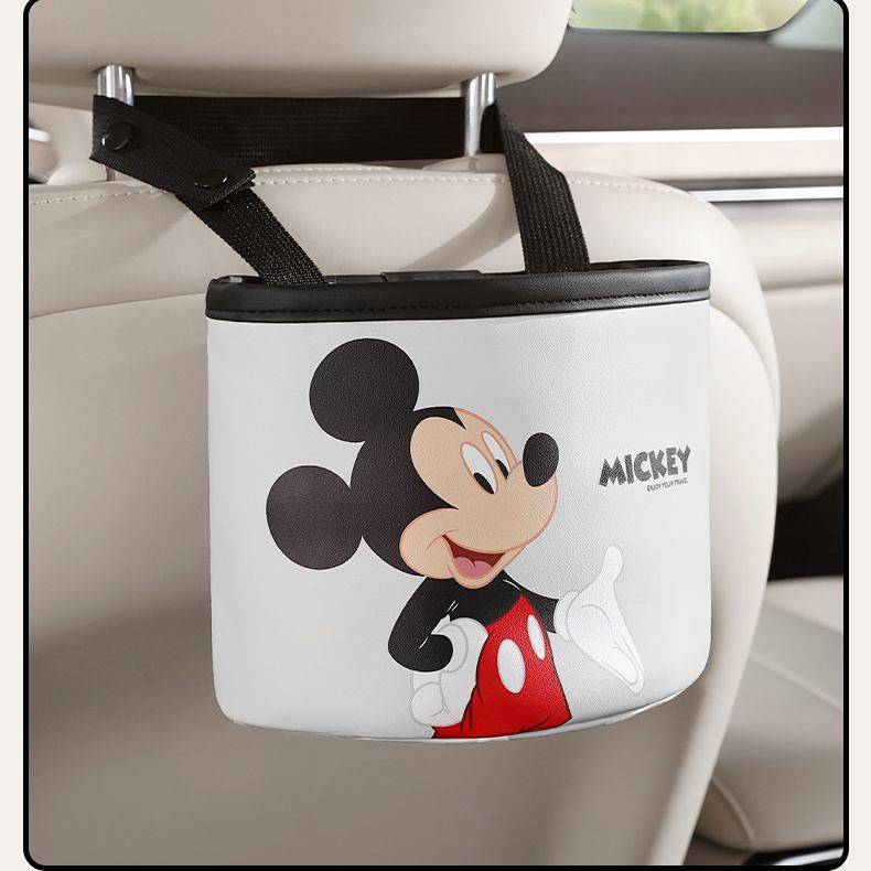 Mickey Mouse Car Trash Can Cartoon Hanging Storage Bucket Seat Back Middle Car for Car Buggy Bag c2o