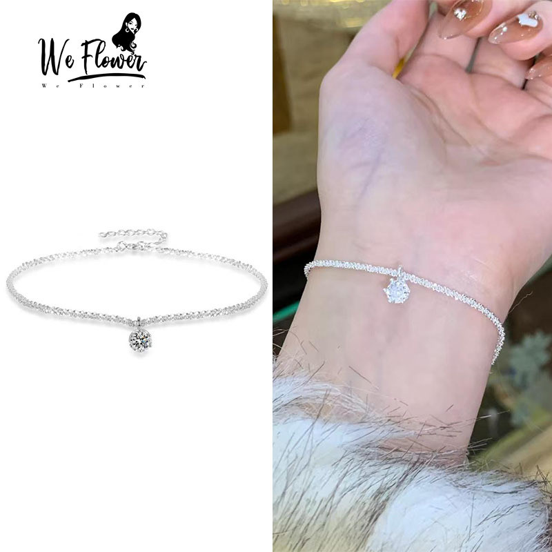 We Flower สร้อยข้อมือผู้หญิงสแตล์ซิลเวอร์ S925 ประกายคริสตัลดุจท้องฟ้ายามค่ำคืน ของขวัญพิเศษ