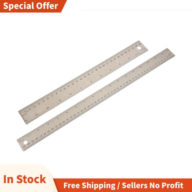 ไม้บรรทัดโลหะพร้อมข้องอคอร์ก:(12+18 นิ้ว) ไม้บรรทัดสแตนเลส ไม้บรรทัดกันลื่นพร้อมนิ้วและ เซนติเมตร