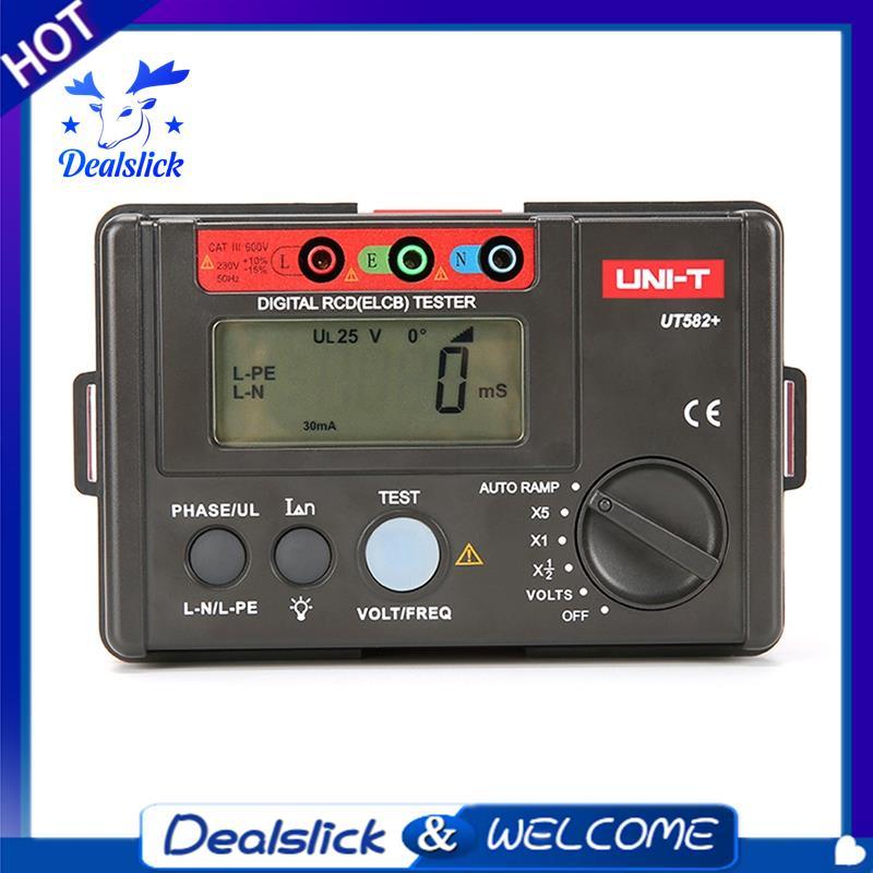 -T UT582+ Digital RCD (ELCB) เครื่องทดสอบ ELCB การรั่วไหล Circuit Breaker Meter AUTO RAMP การวัดกระแ