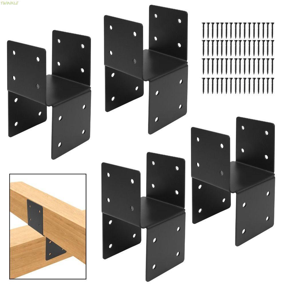 TWINKLE Pergola Brackets, ชุด Pergola สีดําแบบปรับได้, โลหะกรอบรองรับพร้อมสกรูทนต่อการกัดกร่อนรองรับ