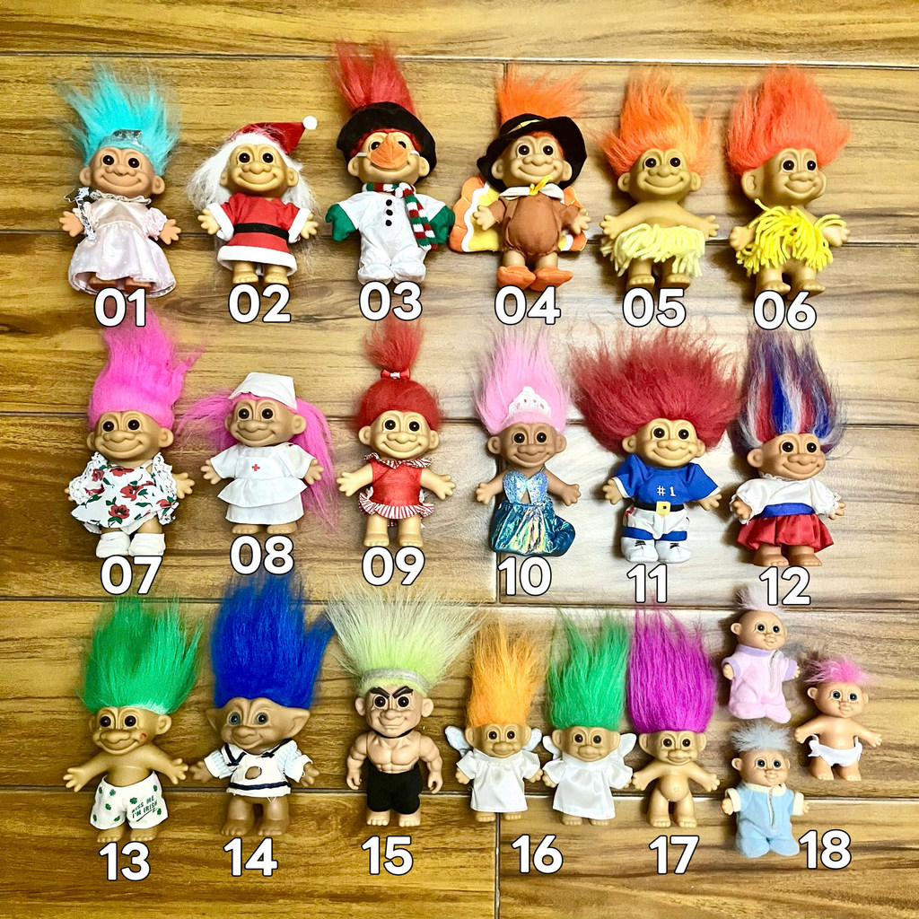 80-90s Troll ตุ๊กตายุคกลางโบราณเก่าของเล่นตุ๊กตา russ Troll ตุ๊กตา Rare Out of Print