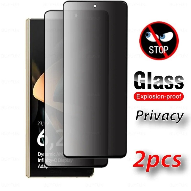 1-2 ชิ้นฟิล์มกระจกนิรภัยสําหรับ Sharp Aquos zero6 wish4 V7 V6 Plus Anti Spy ความเป็นส่วนตัวขอบสีดําป