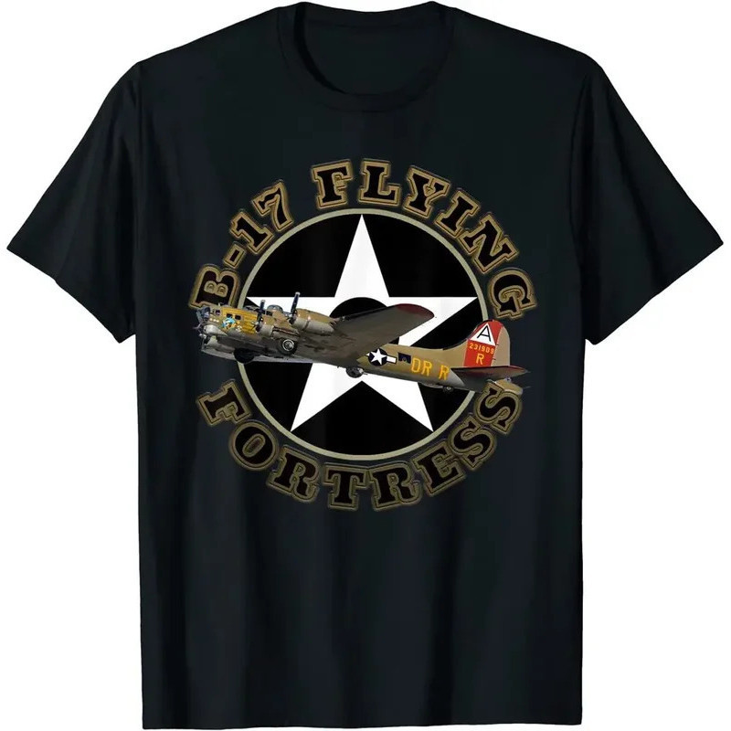 เสื้อยืด B-17 Flying Fortress Heavy Bomber 100% ผ้าฝ้าย คอ O แขนสั้น เสื้อยืดผู้ชายขนาด S-3XL
