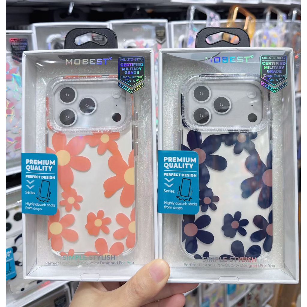 สําหรับ iPhone17 16 16 Pro 16 Pro Max 15 14 13 PRO MAX เคสโทรศัพท์ดอกไม้โปร่งใสมีสไตล์