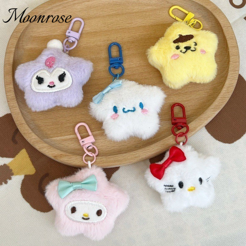 ดวงจันทร์โรส พวงกุญแจตุ๊กตาการ์ตูนน่ารัก-น่ารักปีศาจสีม่วง&จี้กระเป๋าสุนัขหูยาวสีขาว-นุ่มอะนิเมะสไตล์ยัดไส้ของเล่นพวงกุญแจของขวัญ