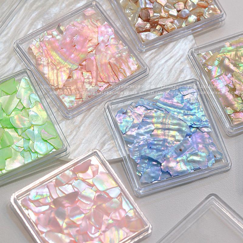 VanSuper 1 กล่อง Aurora Flakes Abalone Nails Ch บางธรรมชาติไม่สม่ําเสมอ Slice หินเลื่อมตกแต่งเล็บร้อน