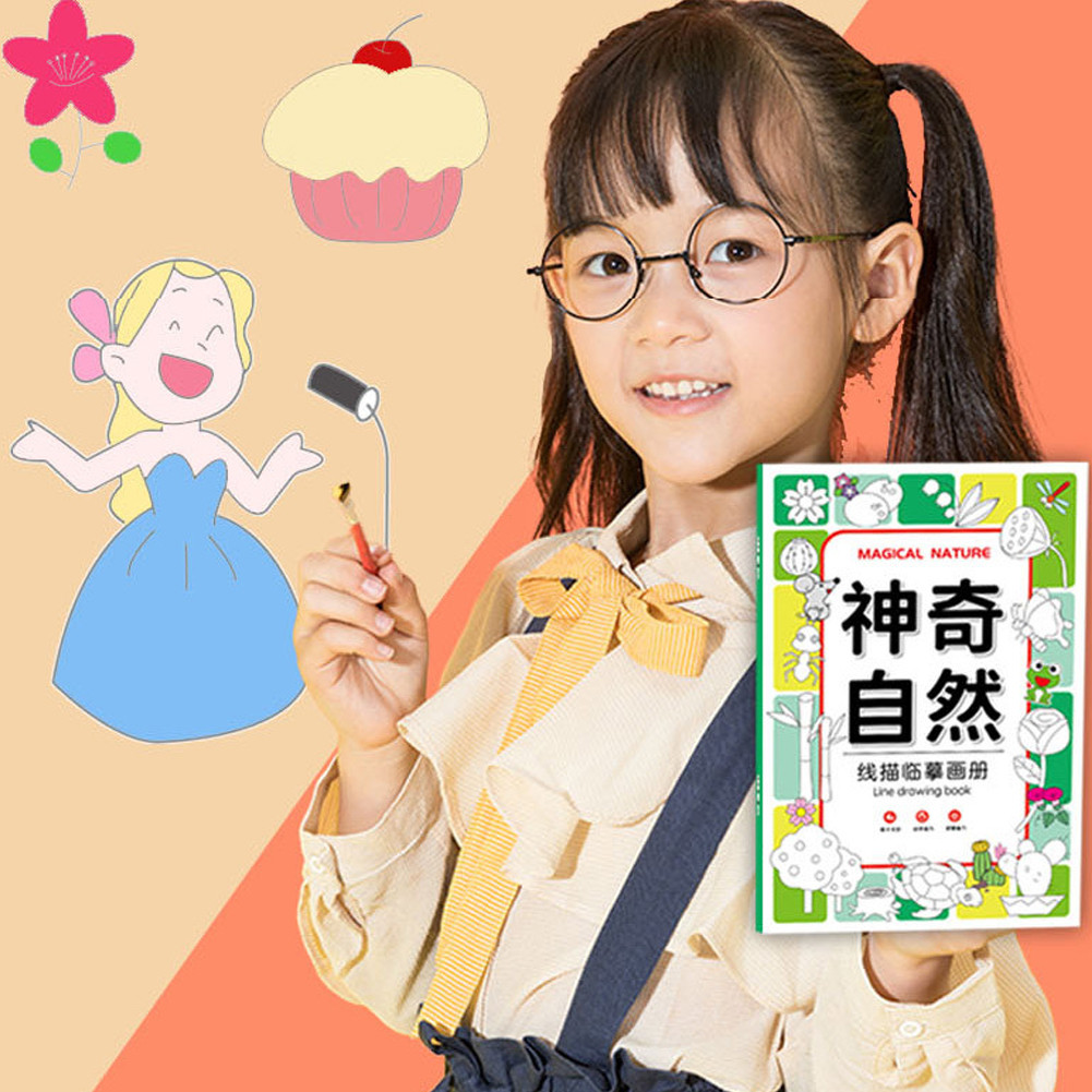 สมุดลอกเลียนแบบการวาดภาพเส้น สมุดระบายสี สมุดสเก็ตช์ภาพวาดเส้นง่าย ๆ ของการ์ตูน สำหรับเด็ก ฝึกสมาธิและ - รูปที่ 7