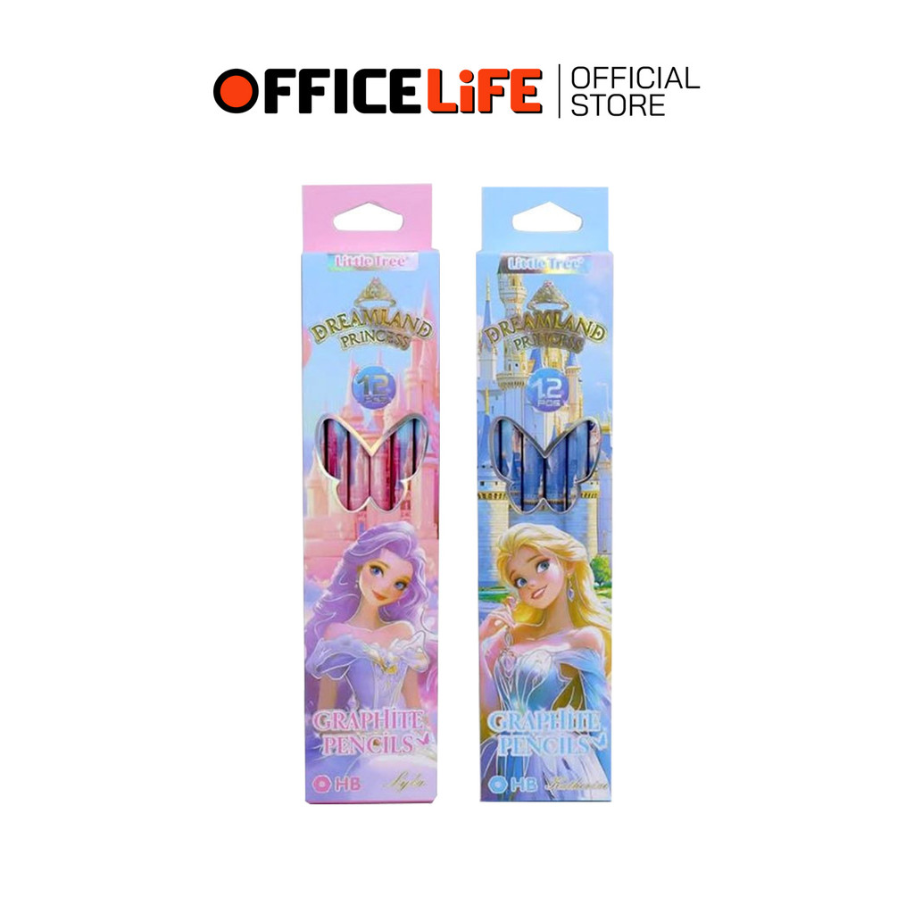 Little Tree (ลิตเติ้ลทรี) ดินสอดำ ดินสอ HB ลาย Dreamland Princess เจ้าหญิง ( 12 แท่ง/ กล่อง คละสี )