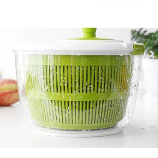 COD ตะกร้าล้างผักและสะเด็ดน้ำ 2in1 Salad Spinner 5L อุปกรณ์จัดเตรียมสลัด
