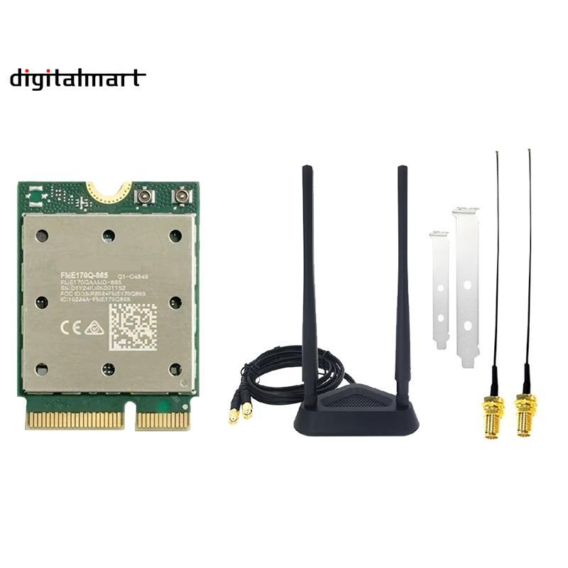 WiFi7 QCNCM865 บลูทูธ 5.4 การ์ดเครือข่ายไร้สาย 5800M Tri Band 2.4G/5G/6Ghz M.2 NGFF อะแดปเตอร์เครือข