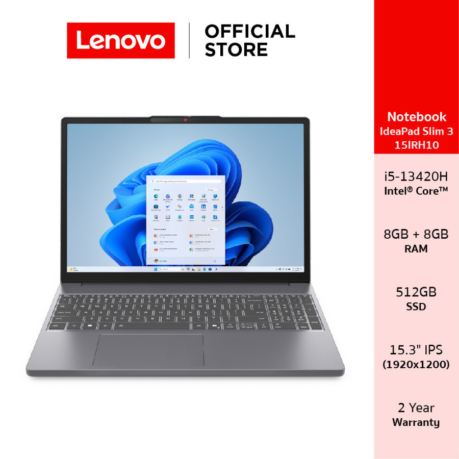 Lenovo IdeaPad Slim 3 15IRH10(83K100DCTA)Notebook Intel I5-13420H 2x8GB SSD 512GB 15.3" IPS