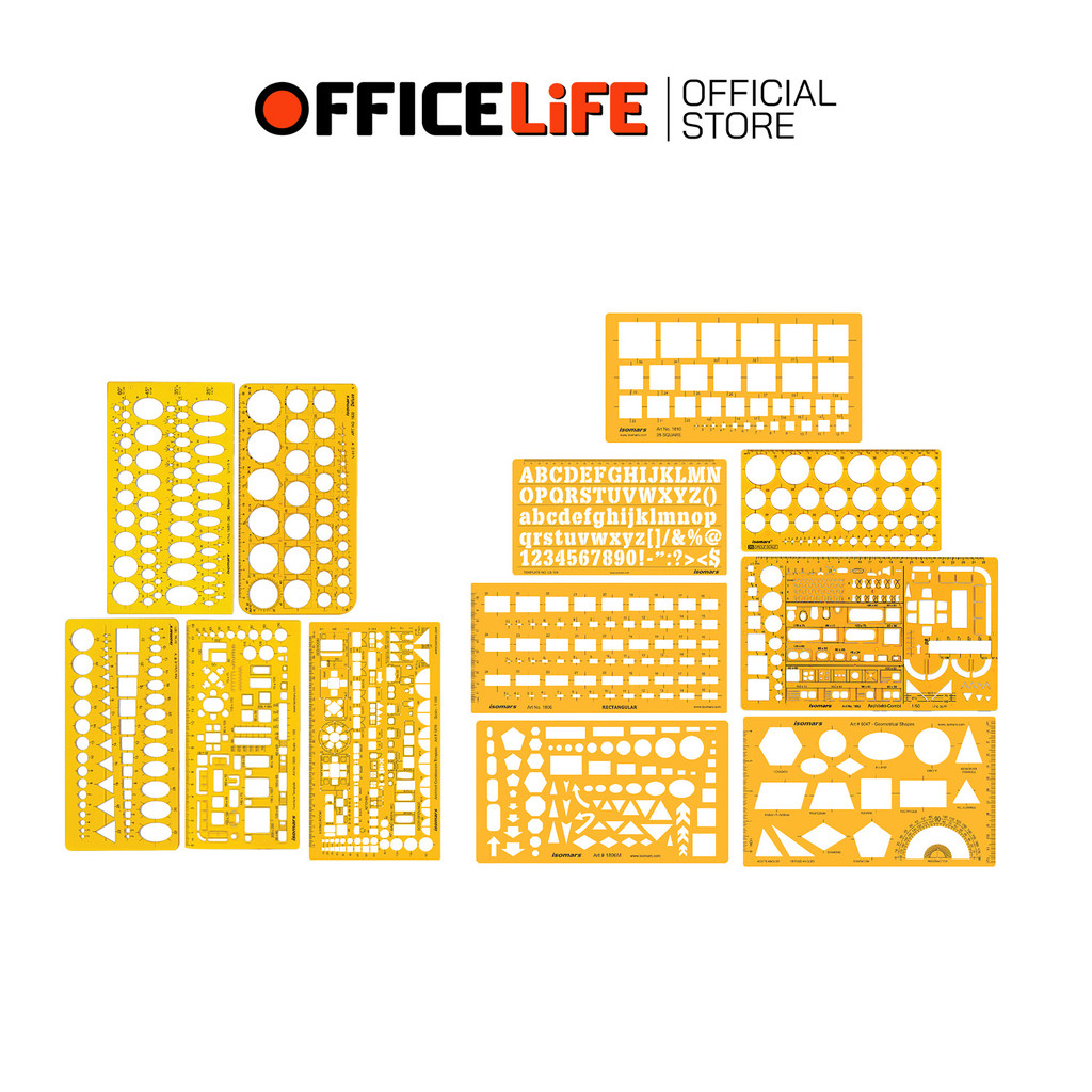 ISOMARS เทมเพลท วงกลม / ดรออิ้ง /วงรี / FURNITURE / ARCHITECT /COMBINATION / RECTANGULAR / GEOMETRY 