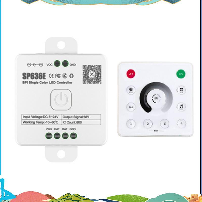 AND-SP636E SPI DC5-24v คอนโทรลเลอร์ขาวดําพร้อมรีโมทคอนโทรล AND-RC1 รองรับรีโมทคอนโทรลสัมผัส 2.4G