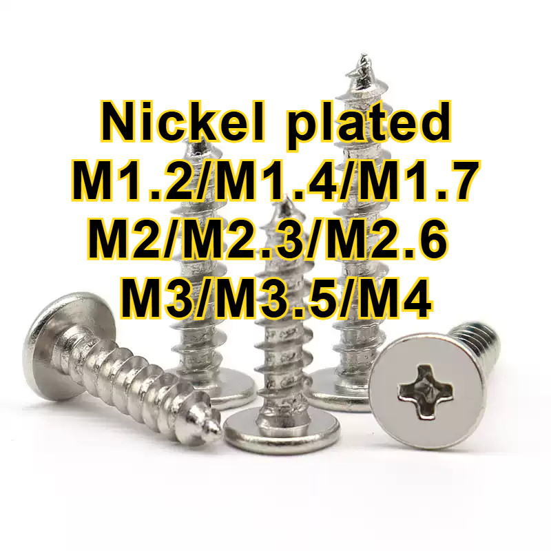 สกรูแตะตัวเองหางแบนชุบนิกเกิลบางหัวแบนขนาดใหญ่ M1.2/M1.4/M1.7/M2/M2.3/M2.6/M3/M3.5/M4 * L4-30MMZHX-W