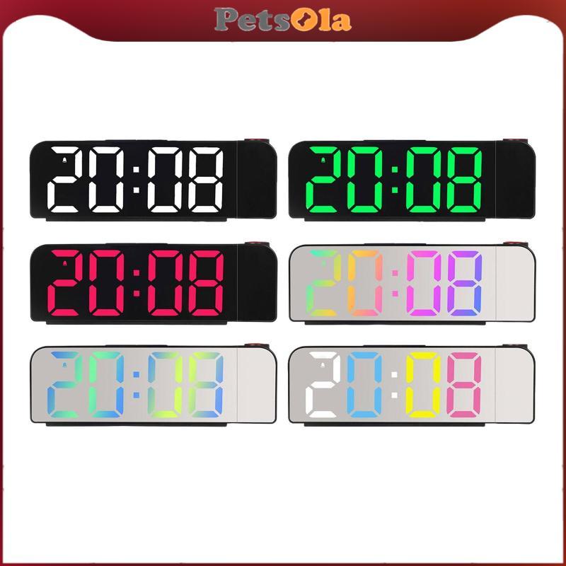 PETSOLA นาฬิกาตั้งโต๊ะดิจิตอล LED นาฬิกาอุณหภูมิจอแสดงผล Mute ปรับไฟฟ้าสําหรับร้านอาหารบาร์สํานักงาน NightStand Home