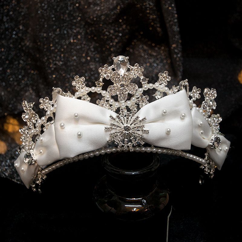 新娘皇冠头饰韩式森系大气奢华婚纱礼服配饰女十八生日成年礼王冠1.28Bridal Crown Headpiece Korean Style Forest Style Elegant Luxurious