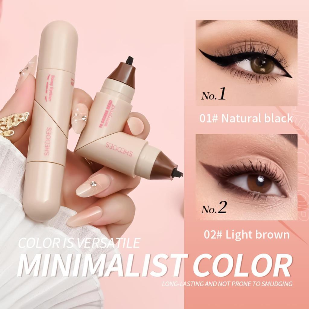 Lazy Stamp Eye Liner Double-Tip Smudgeproof Makeup Eye Liner Pen Eye Liner Stamp naith