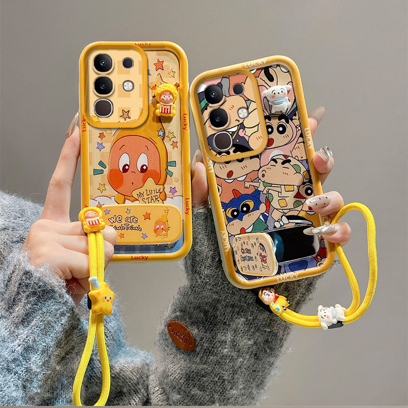 เคส For Vivo Y29 4G / T4X 5G tpu JMZJ หรูหรากระจกขาตั้ง Lanyard เคสโทรศัพท์ A2t