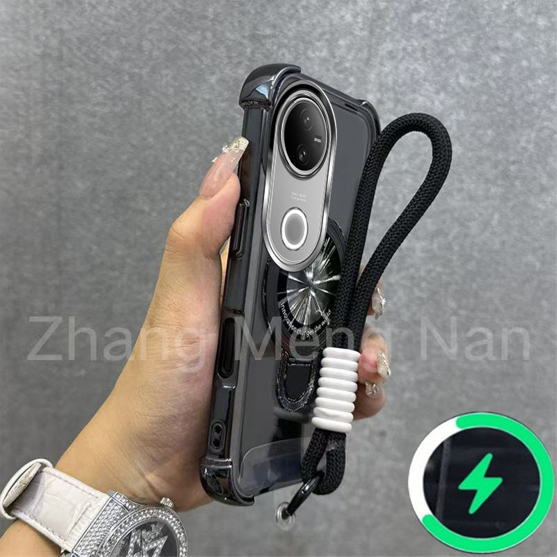 เหมาะสําหรับ VIVO V50 Lite V60 Lite 5G เคสโทรศัพท์ U-รูปวงเล็บแม่เหล็กสี่มุม anti drop โปร่งใส soft 