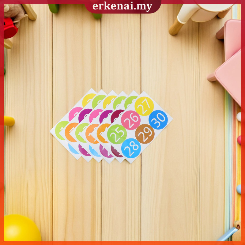 6 ชิ้นที่มีสีสัน PVC จํานวน Line Up สติกเกอร์ป้ายชั้นสําหรับห้องเรียนการเรียนรู้และในร่ม Play erkena