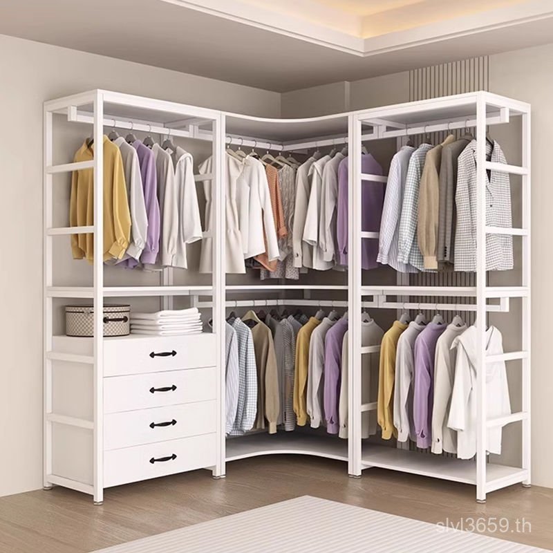 Double-Layer Simple พร้อม Rack Step-In ลิ้นชักแขวนเปิดผสม Coat Room Coat Rack ชั้นในครัวเรือน E7M9