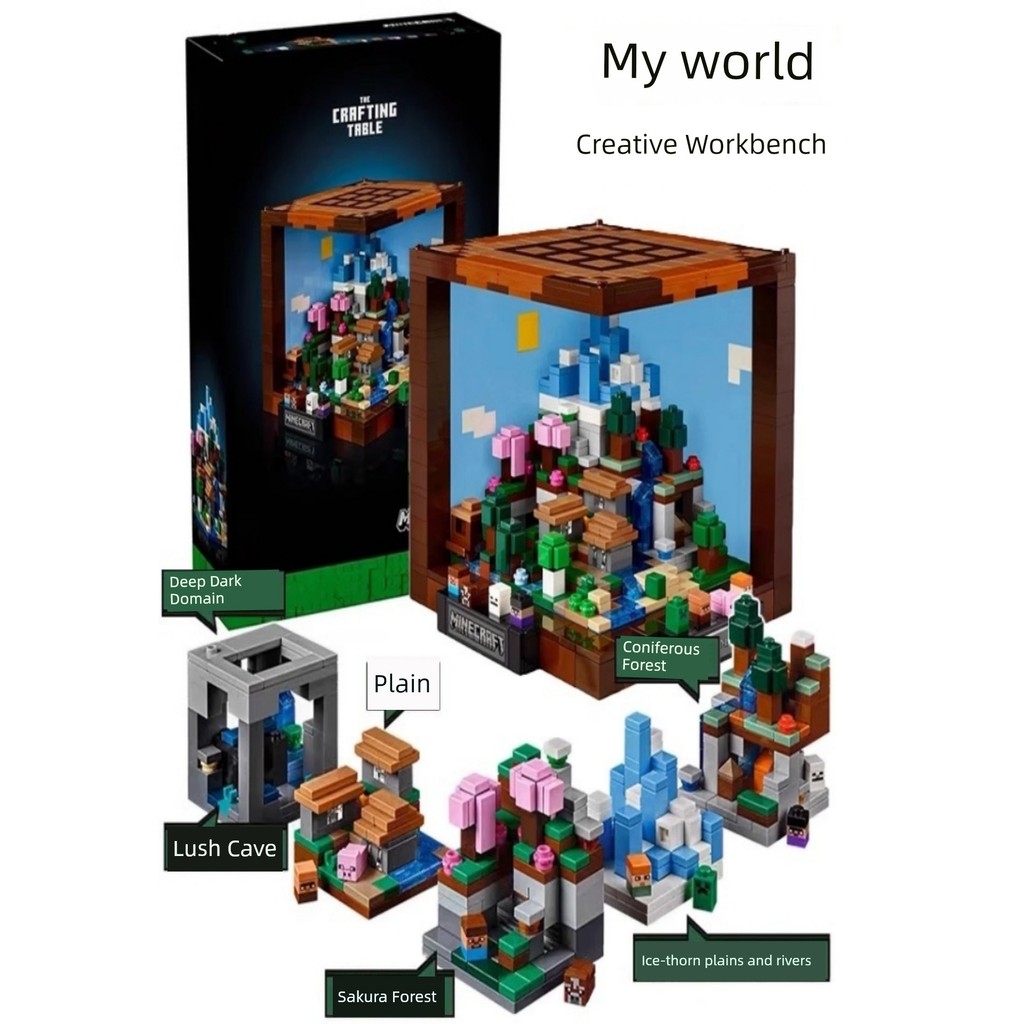minecraft minecraft toy ใหม่ Minecraft Series 21265 Creative Workbench รุ่น Underworld ประตูเด็กประก