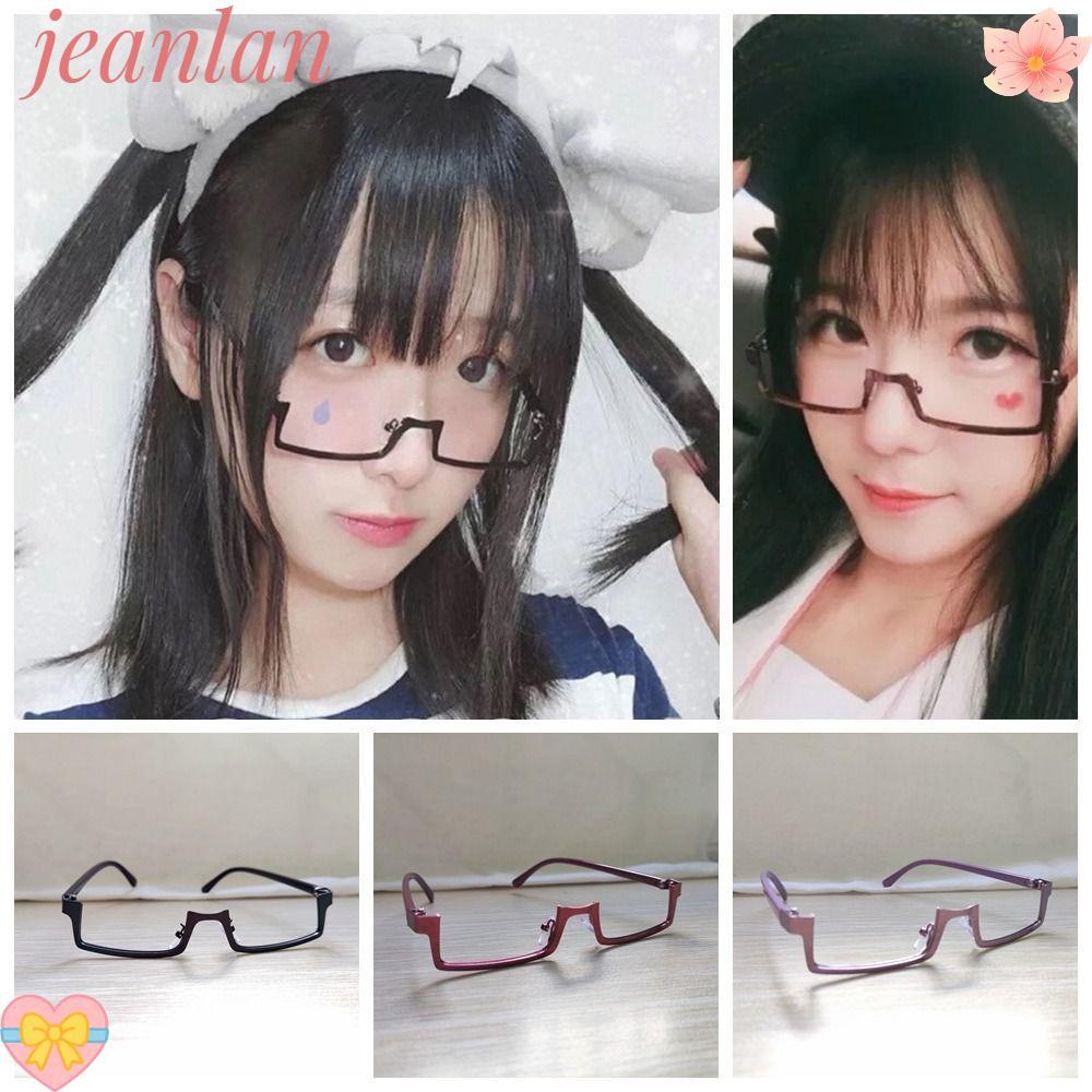 Jeanlan แว่นตาคอสเพลย์ กรอบโลหะ ทรงวงรี ทรงสี่เหลี่ยม สําหรับผู้ใหญ่ พร็อพถ่ายภาพ