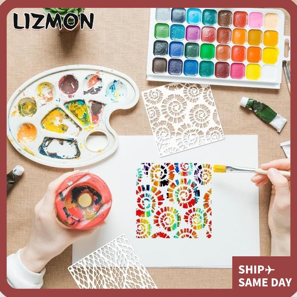LIZMON 16 ชิ้นภาพวาด Stencils, Reusable Hollow-out Craft Stencils, Creative Textured Layered Drawing
