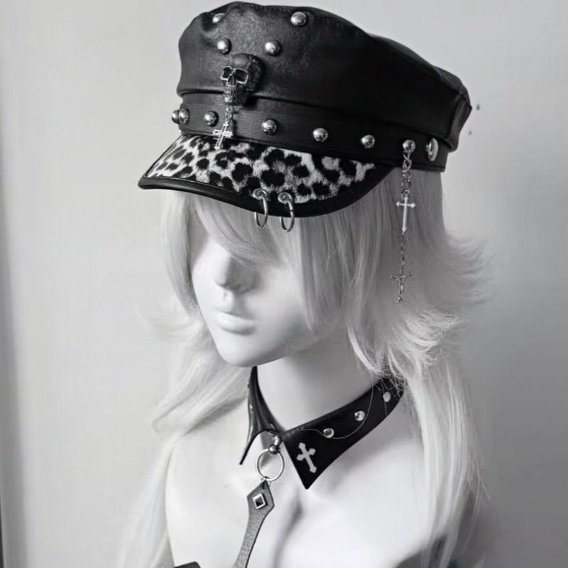 หมวก Dark Punk หมวกหัวเข็มขัด Fallen หมวก y2k Angel สาวร้อนธรรมดา Original Asian Culture หนัง Rivets