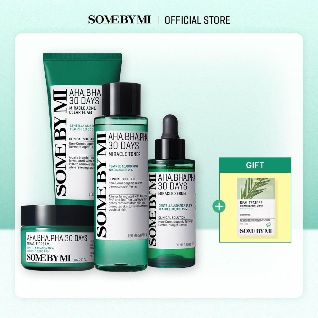 SOME BY MI 30 Days Miracle Acne Set - Miracle Toner + Miracle Serum + Miracle Cream + Acne Foam