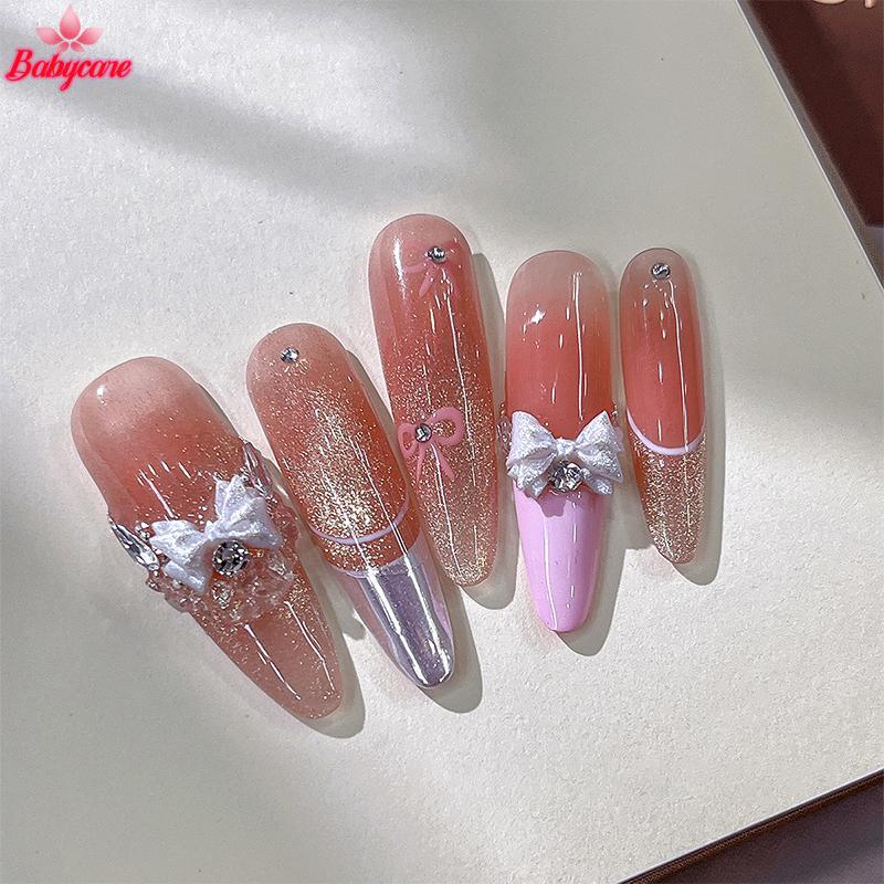 <BYCE-t> 50PCS Pearlescent 3D เล็บโบว์ Charm สําหรับเล็บตกแต่งออกแบบ Kawaii เล็บเครื่องมือ Bow-knot DIY Craft Supplies ราคา ถูกที่สุด ดีลบีเคเค แกลเลอรีภาพที่ 2