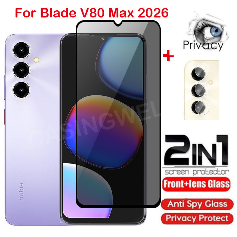 ป้องกันหน้าจอสําหรับ ZTE Blade V80 Max 5G 4G NUBIA V80 MAX Design Pro 2026 กระจกนิรภัยส่วนตัว Anti-Spy คลุมทั้งหมดป้องกันหน้าจอ Anti Peek ฟิล์มความเป็นส่วนตัว