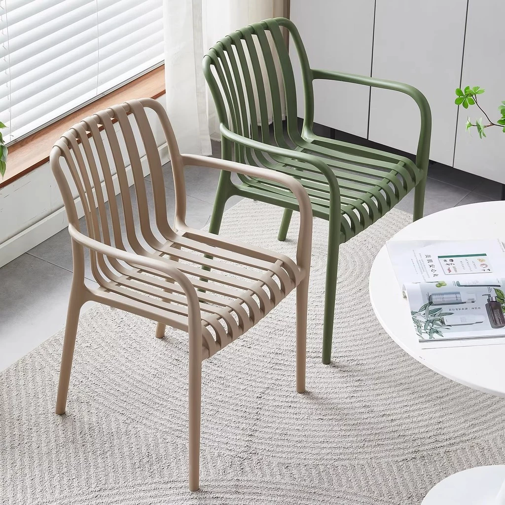 MULI เก้าอี้พลาสติก เก้าอี้ทานข้าว มีที่วางแขน เส้นที่สง่างาม วัสดุ PP คุณภาพสูง dining chair