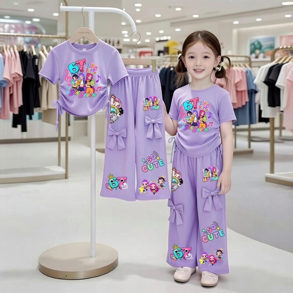 ชุดเซ็ทเด็ก ลายสุดฮิตsoda pop 67  เสื้อผูกโบว์ข้าง+กางเกงแต่งโบว์ - รูปที่ 6